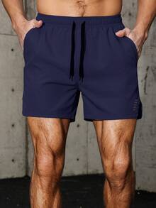 Men's Packable Elastic Quick-Dry Multi-Pocket Outdoor Sports Shorts - Navy Blue - View 4