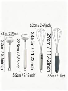 4款不鏽鋼打蛋器，防鏽防滑手柄，適用於打發鮮奶油、打蛋、奶泡、攪拌醬汁、混合麵糊、奶油、鬆餅麵糊、沙拉醬，強化鋼絲易清洗 - 彩色 - 查看 2