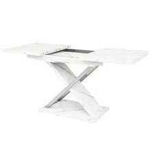 Extendable Dining Table (118-157*75cm), Kitchen/Living Room Table, Side Table, Extends From 118 To 157 Cm Thanks To An Integrated Extension Leaf, Dining Table With Crossed Legs - 白色 - 查看 11
