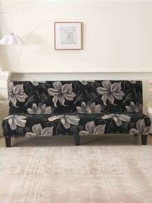 Armless Sofa Bed Cover, Elastic All Inclusive Polyester Fiber Sofa Cover, Knitted Milk Silk, Suitable For All Seasons - Black - View 8