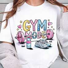 Pure Cotton Gym Mode On T-Shirt, Funny Fitness T-Shirt, Motivational Workout T-Shirt, Fitness T-Shirt, Workout Clothes, Gym T-Shirt, Gift For The Gym - 白色 004 - 查看 1
