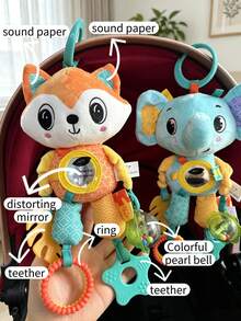 1pc Baby Stroller Toy For Boys And Girls, With Crinkle Paper, Mirror, Teether, Ring, Colorful Beads And Bell, Suitable As Newborn Gift - Multicolor - View 4