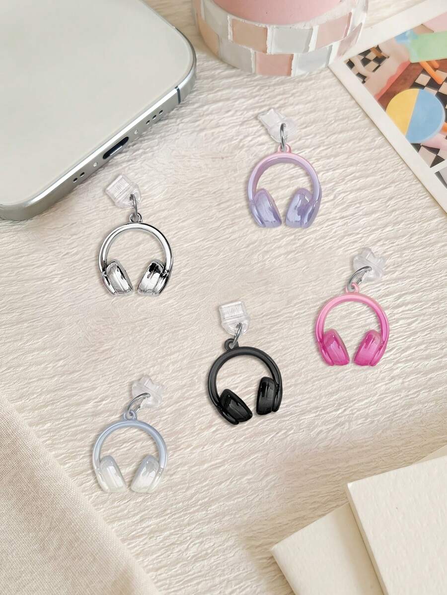Ins Style Gradient Earphone & Phone Dust Plug, Sweet & Cool Phone Charging Port Decorative Accessory, Niche Anti-Lost Universal Hanging Charm - Multicolor - View 1