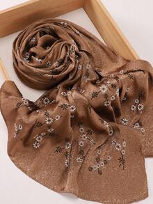 Spring/Summer New Satin Jacquard Modest Hijab Women's Satin Hand-Painted Print Muslim Hijab Shawl - Multicolor - View 14