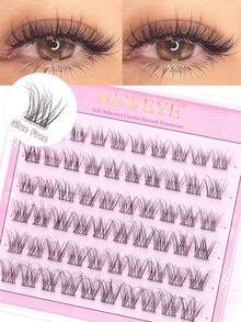 Neweye 60pcs Pre-Glued Natural False Eyelashes D Curl 10-16mm Mixed Length Single Cluster Split Lashes Soft Natural Look Thin Style DIY Eyelash Extension Travel Friendly Self-Adhesive Makeup Tool - D - View 1