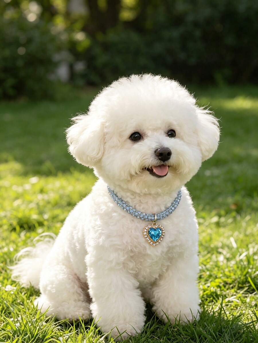Diamond Heart-Shaped Necklace For Cats And Dogs, Daily Accessory For Small To Medium Cats And Dogs, Suitable For Year-Round Wear, Home Or Outdoor Use (Note: Product Is Fragile, Do Not Overstretch) - Blue - View 1