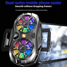 Dual Turbo Phone Cooler For Mobile Gamers & Streamers, Cool Design With RGB Lighting For Atmosphere, USB-C Phone Cooler With Real-Time Display, Semiconductor Back Clip, Quiet Gaming Cooling Fan, Fast Cooling, Telescopic Back Clip, Essential For Streaming, Work, Bloggers, Mobile Gaming, And Video Streaming - Black - View 4