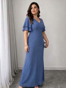 2026 Spring New Casual Solid Color Round Neck Long Sleeve Dress, Comfortable & Flattering For Daily, Commute, Outing And Party Elegant Summer - Blue - View 5