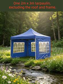 2x3m/6.6x10ft Windproof Sun Shade Canopy Tent, Includes 1pc Side Wall Cloth, Made Of Thickened Waterproof Oxford Fabric, UPF 50+ Sun Protection, Excludes Frame And Top Canopy Cloth, Camping Equipment - Multicolor - View 15