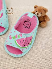 RABEISIR Sandalias para caminar de bebé, zapatos con diseño de pez y sandía de fondo suave, transpirables y antideslizantes, adecuados para uso diario y vacaciones, primavera y verano - Azul Cadete - Ver 6