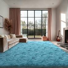 WISH TREE 8x10 Area Rugs For Living Room, Fluffy Shaggy Rug Soft Carpets, Big Rugs For Bedroom Home Decor Aesthetic Teal Blue - 水鴨藍 - 查看 3