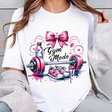 Pure Cotton Gym Mode On T-Shirt, Funny Fitness T-Shirt, Motivational Workout T-Shirt, Fitness T-Shirt, Workout Clothes, Gym T-Shirt, Gift For The Gym - 白色 003 - 查看 1