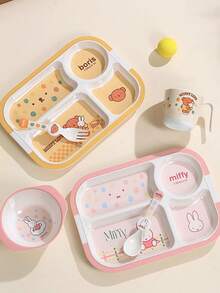 MIFFY Official Cute Kawaii 4 Compartment Divided Plate 600ml Cartoon Print Food Tray Lunch Bento Box Daily Use Aesthetic Y2K Ladies Girls Gift 2026 Viral Tk Ins Limited Edition - Multicolor - View 2