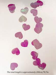 Glitter Heart Garland Banners Decorations Hanging Bunting Hearts Purple Heart Streamers Double Side Decor Twinkle Garlands For Movie Anime Purple Wedding Dance Birthday Party Supplies - Multicolor - View 10