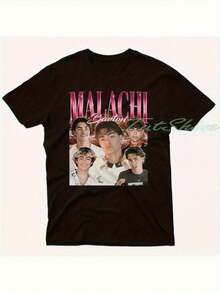 1PC Nueva Camiseta Gráfica Y2K Vintage Streetwear, Mercancía de Malachi Barton, Camiseta Retro de los 90 - Negra con Texto Rosa, Manga Corta, Tela Suave y Elástica, Ropa Casual Diaria para Adultos. - Negro - Ver 1