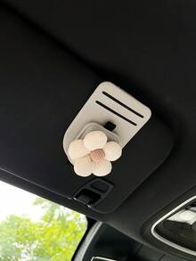 1 pieza Bolsa de almacenamiento para coche, soporte multifuncional de moda para gafas, diseño compacto que ahorra espacio, ranuras duales para tarjetas, cierre magnético fuerte, acceso conveniente, accesorio práctico para el interior del coche - Montado en el coche - Ver 24