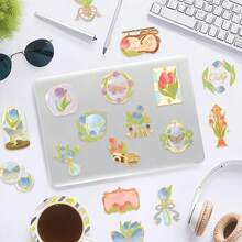 SCXXBSW 50pcs Tulip Secrets Hot Stamping Stickers, Cool Anime Decorative Stickers, Classic Gift Decorations, Value Pack, Cute Cartoon Stickers, Waterproof And Durable, Phone Case Decoration Stickers, Can Be Applied To Laptops - Multicolor - View 9