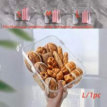 1 pieza Caja de pan de acrílico transparente de gran capacidad, caja de almacenamiento de frescura de pan moderna y minimalista con tapa abatible, caja de almacenamiento de pasteles transparente, adecuada para pan, donas, croissants, etc., caja de almacenamiento de alimentos de cocina que ahorra espacio - Ver 14