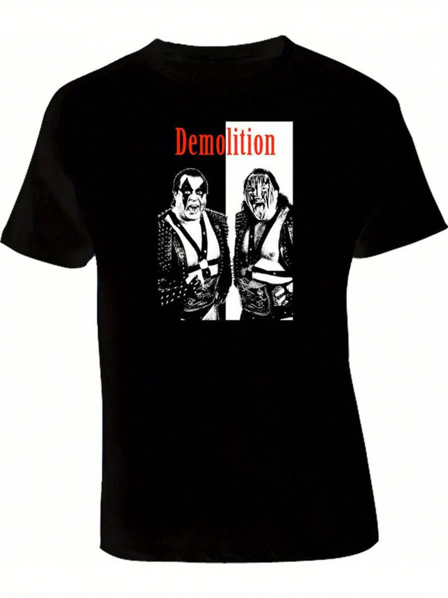 Men'S Demolition Wrestling Legends Graphic T-Shirt| Black Wrestling Tee With DEMOLITION Text - Heavy-Duty Vintage Wrestling Apparel For Fans - All-Sea - Black - View 1