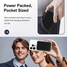 5000mAh Magnetic Wireless Power Bank - Compact And Portable Battery Pack With Strong Magnetic Attraction, Compatible With Apple IPhones 12-17 Series And Android Devices, Supports Fast Charging, A Mini Backup Charger, And A Must-Have For Charging Smartphones. - White - View 4