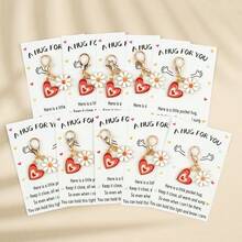 10pcs Mini Heart Flower Keychains With Thank You Cards, Creative Couple Gifts, Cute Bag And Zipper Handle Decor, Suitable For Birthday, Party, Wedding, Anniversary, Back To School, Teacher's Day Thank You Gifts - Multicolor - View 9