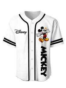 Casual Style Disney Baseball Jersey Mickey Mouse Print Summer Wear - 彩色 - 查看 2