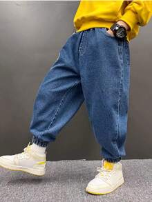 Boys' Denim Jeans Spring/Autumn 2026 New Style Casual Tapered Long Pants For Tween Boy - Medium Wash - View 5