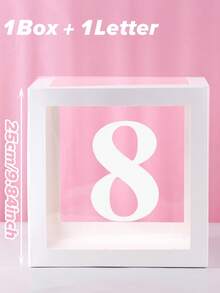 1/4件 25cm 白色字母透明盒，嬰兒洗禮盒，生日裝飾，婚禮裝飾，婚禮週年紀念裝飾，單身派對，新娘洗禮，桌面裝飾，首字母透明氣球盒驚喜禮物盒，拼名字母盒 - 白色 - 查看 11