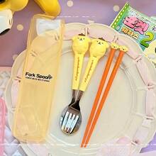 3件組 Sanrio Hello Kitty 卡通可愛 Kuromi 新款筷子湯匙叉子套組，餐具，可愛 My Melody 和 Cinnamoroll 學習餐具，筷子，適合居家用餐、野餐、學習筷子，筷子、湯匙、叉子，完美禮物，生日禮物，開學季 - 彩色 - 查看 16