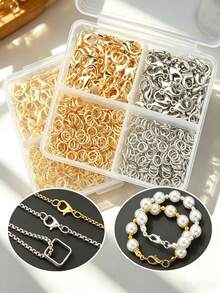 Juego de 450 piezas de conectores de joyería DIY, broches de langosta de 12 mm y anillos de salto de 5 mm, adecuado para cuentas hechas a mano, cuentas espaciadoras, conectores de pulseras y tobilleras, anillos abiertos para collares, conectores de joyería, anillos de salto abiertos, anillos cerrados para aretes, conectores de cadena para bolsos, cadena para teléfono, llavero y otros accesorios de manualidades - Conjunto de hebilla de langosta y anillo - Ver 2