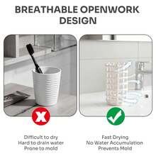 Ceramic Toothbrush Holder 11.5cm X 7.5cm Smooth Hollow Toothbrush Rack For Bathroom Countertop Ceramic Bathroom Storage Rack Can Store Toothbrushes, Toothpaste And Vanity Supplies White/Black/Beige/Red - Multicolor - View 5