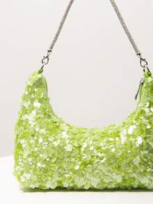 (Random Pattern) Shoulder Bag, Sequin Bag, Women's Handbag, Evening, Party Outfit, Ball Bag, Ball Accessories, Wedding Supplies, Elegant Women's Wallet, Gift - Green - View 4
