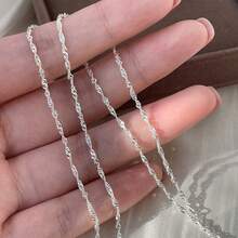 S925 Sterling Silver Water Wave Chain Necklace, Classic Neck Jewelry, Bright White Chain, Gift For Women, Daily Use - White - View 4