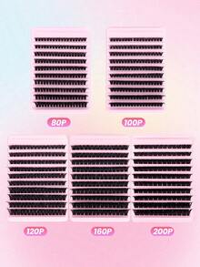 MAANGE 120/140/160/180pcs 200P/160P/120P/100P/80P Dense Thickened Black Dramatic Eyelash Clusters, DIY Lash Extensions, Fluffy Voluminous Individual Eyelash Extensions, Suitable For Daily, Party And Stage, Gift For Girls - DD - View 2