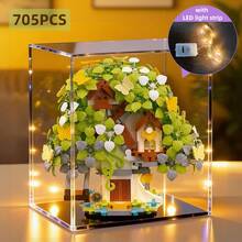 迷你櫻花樹屋積木玩具，成人與青少年組裝建築，收藏展示飾品，永恆之花，居家與辦公室裝飾，婚禮/節日/生日禮物 - 705pcs櫻花小屋 - 查看 12