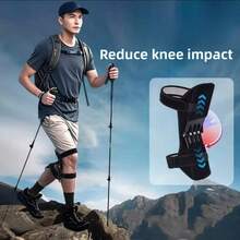 Spring Force Knee Pads, Knee Booster Knee Joint Support Powerful Non‑Slip Leg Protector For Strength Training Mountaineering, Outdoor Hiking Cycling - Black - View 5