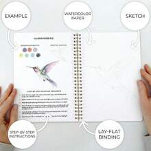 (28 Pages/300g Special Paper/191g/No Brush Included) Beginner Watercolor Painting Book, Plant & Flower Practice Workbook, With Step-By-Step Guide, Simple Guided Art Exercises, Relaxing Creative Hobby, Framable Artworks, Gift For Adult Women - Multicolor - View 7