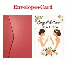 1pc Funny Gift - Elegant Congratulations Card For Lesbian Wedding Celebration, Perfect To Honor Newlywed Couples With Beautiful Floral Design - Multicolor - View 11