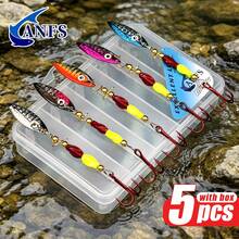 ANFS 5pcs Rotating Fishing Lures With Tackle Box, Bass Trout Salmon Hard Metal Fishing Bait Set - Multicolor - View 4