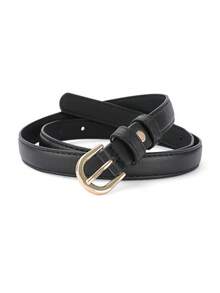 2 piezas de cinturones con hebilla color camello con perforador de agujeros - negro+negro - Ver 2