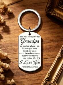 1PC/6PCS/12PCS/24PCS I Love You Grandpa Cartoon Bear Holding Hands Keychain, Grandfather Keychain Father's Day Gift, Best Hero Keepsake For Granddaughter And Grandson - Silver - View 4