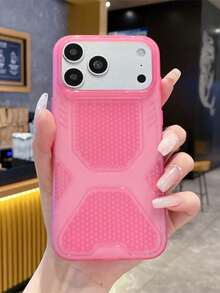 原色糖果色透氣散熱 TPU 保護殼,適用於 iPhone 17 Pro Max 16 15 14 13 12 11 Pro Max Plus,防震軟網背蓋 - 粉色 - 查看 11