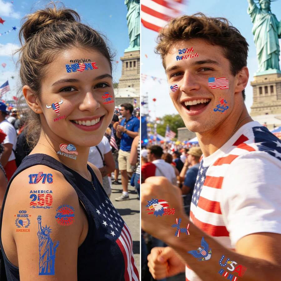 Anniversary American Independence Day Tattoo Stickers DIY National Day Face Stickers National Day Party Gathering - Multicolor - View 1