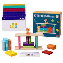 1 Set Children's Educational Wooden Cat Letter Stacking Blocks, Colorful Cartoon Letter Shapes, Concentration Training Early Education Enlightenment Toy, Parent-Child Interactive Stacking Block Toy Set - Multicolor - View 8