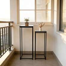 2Pcs Black Metal Plant Stand Set, Waterproof Rustproof Square Display Riser Shelves For Home Wedding Store Decor - Black - View 3