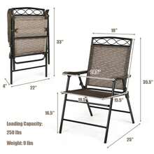 [Free Shipping] Set Of 2 Patio Folding Chairs Sling Portable Dining Chair Set With Armrest-XY737067 - FXCZAMZOJW82W0 - View 5
