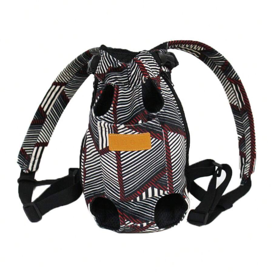 Breathable Hands-Pet Front Backpack, 4-Leg Out Design Chest Bag Dogs & Cats, Outdoor Travel, Pet Lover Present - Black Stripes - View 1