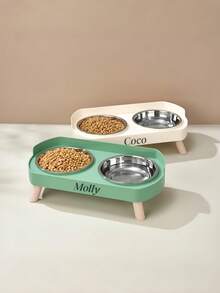 1pc Customized Pet Feeder 2-In-1 Water And Food Dispenser, Stainless Steel Non-Slip Double Bowl, Easy To Clean Multiple Color Options Pet Bowl Gift Customization Accessories - Multicolor - View 6