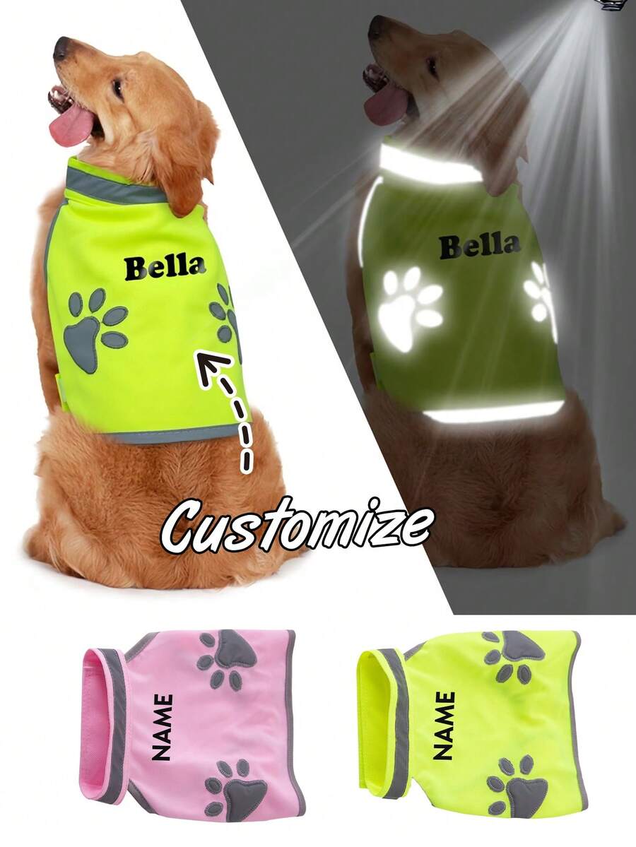 Custom Dog Safety Vest, Breathable And Comfortable Fabric, Reflective Dog Harness, Reflective Design Protects Dog's Safety At Night, Lightweight And Breathable Material, Hook And Loop Design For Easy On And Off, Suitable For Summer And Outdoor Scenarios, Multiple Sizes Fit Various Dog Body Types