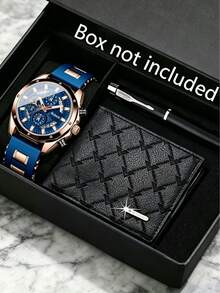 3-Piece Men's Gift Set: Watch, Wallet And Pen – Men's Business Gift - Multicolor - View 1